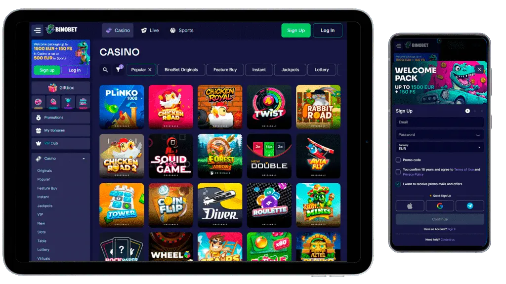 BinoBet Casino App-schermafbeelding